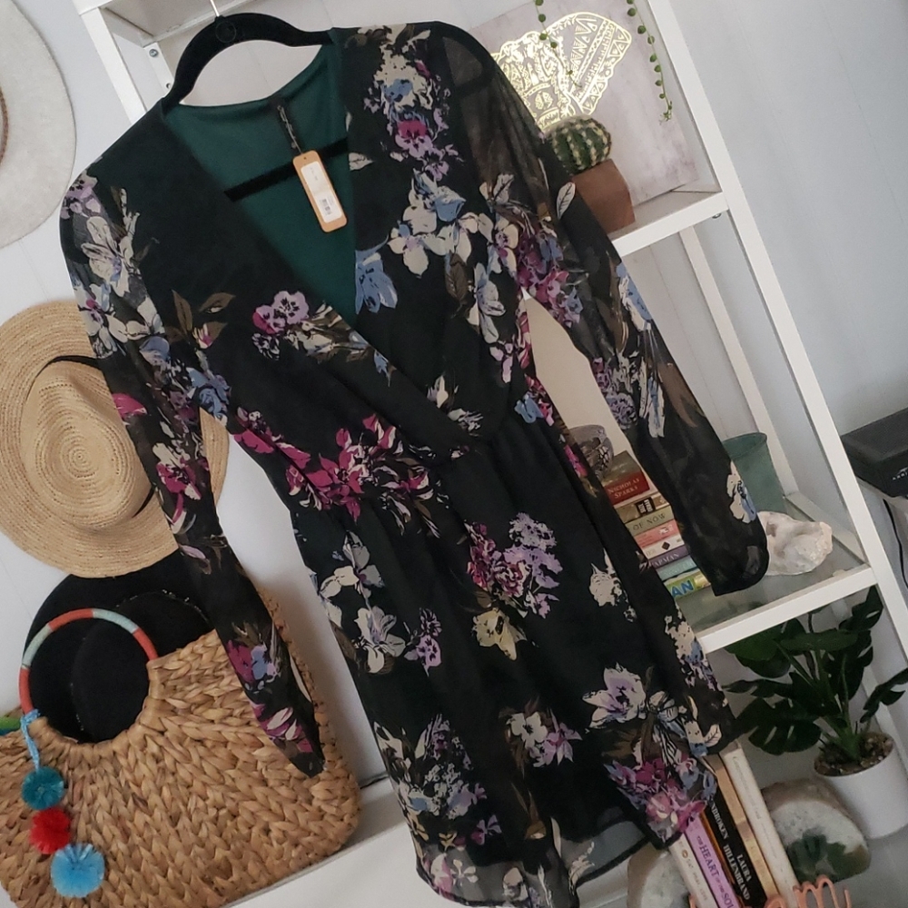 Black Floral Mini Dress